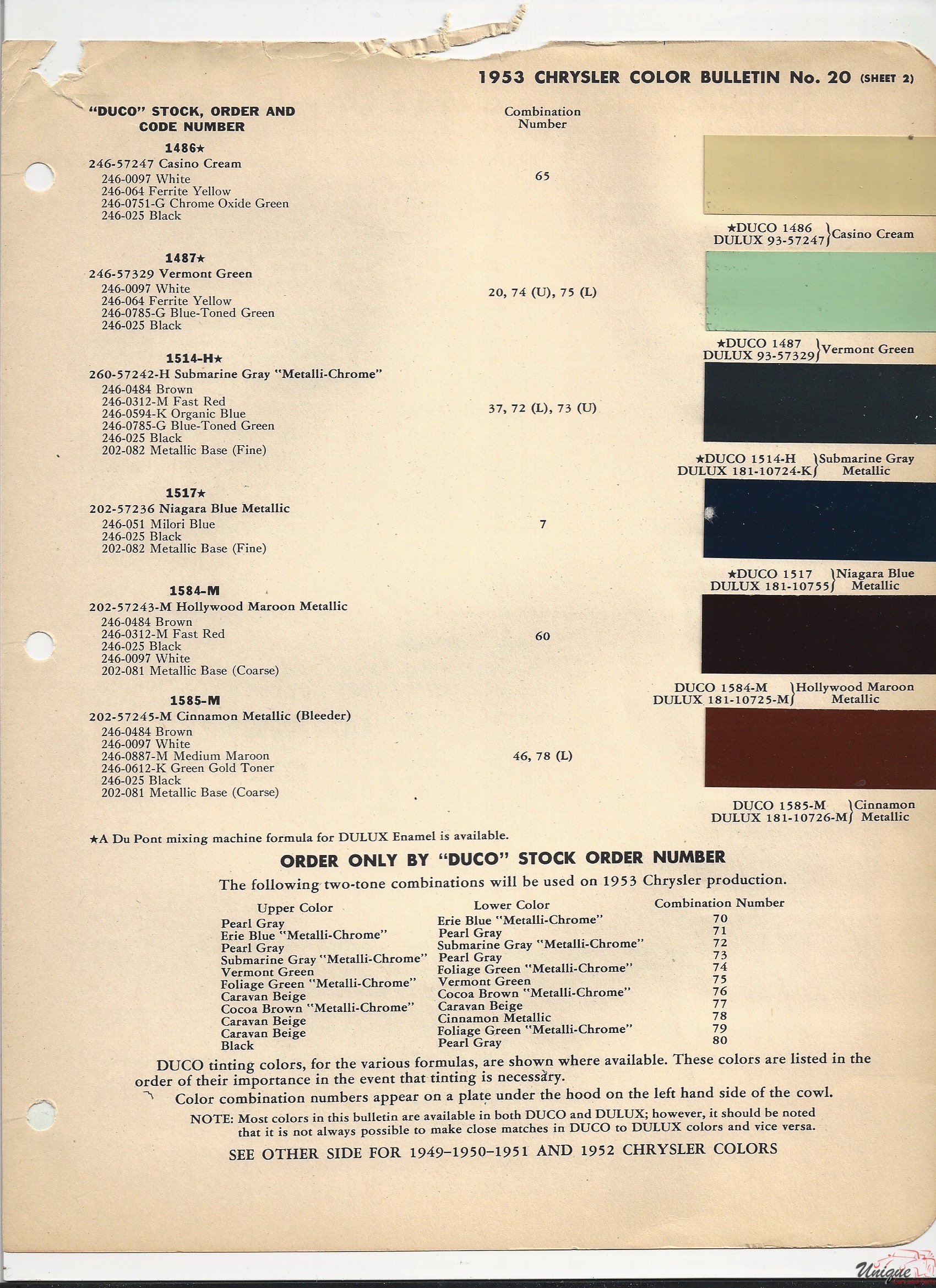 1953 Chrysler-2 Paint Charts